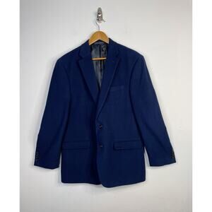 Ralph Lauren Wool Silk Cashmere Navy Blue Two Button Classic Blazer Jacket 42L